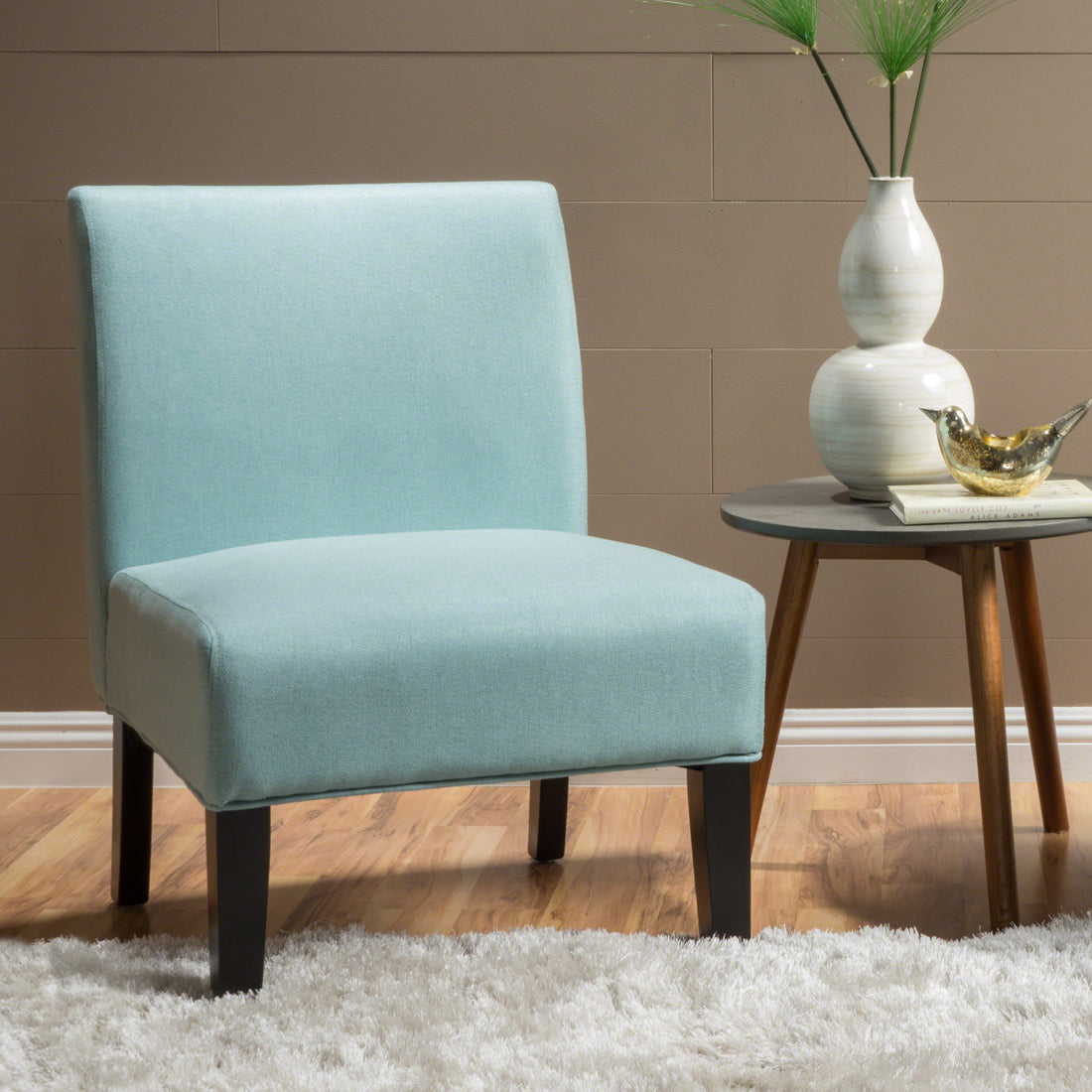 Accent Chair Light Blue Fabric