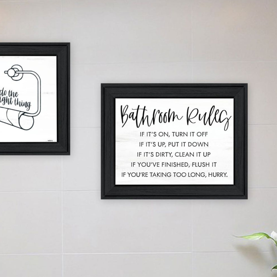 "Bathroom Rules" Framed Wall Art For Bathroom, Wall Art Print For Home Decor, Bathroom Wall Art By Imperfect Dust Multicolor Wood Paper