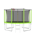 12Ft Trampoline Green For Kids & Adults With Basketball Hoop And Ball ,Recreational Trampolines With Safety Enclosure For Back Yard Outdoor Green Metal