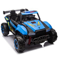 24V Two Seater Kids Ride On Electric Car W Parents Control,Seat Width 20.47In,2Wd,Four Wheel Suspension,The Police Car With A Megaphone,Power Display,Bluetooth,Mp3,Usb Tf,Music,Led Lights For Kids. Blue Polypropylene