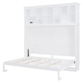 Queen Size Murphy Bed Wall Bed With Top Shelves & Usb,White Queen White Plywood