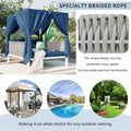 Outdoor Patio Sunbed With Curtains, High Comfort, Suitable For Multiple Scenarios Blue Woven Rope