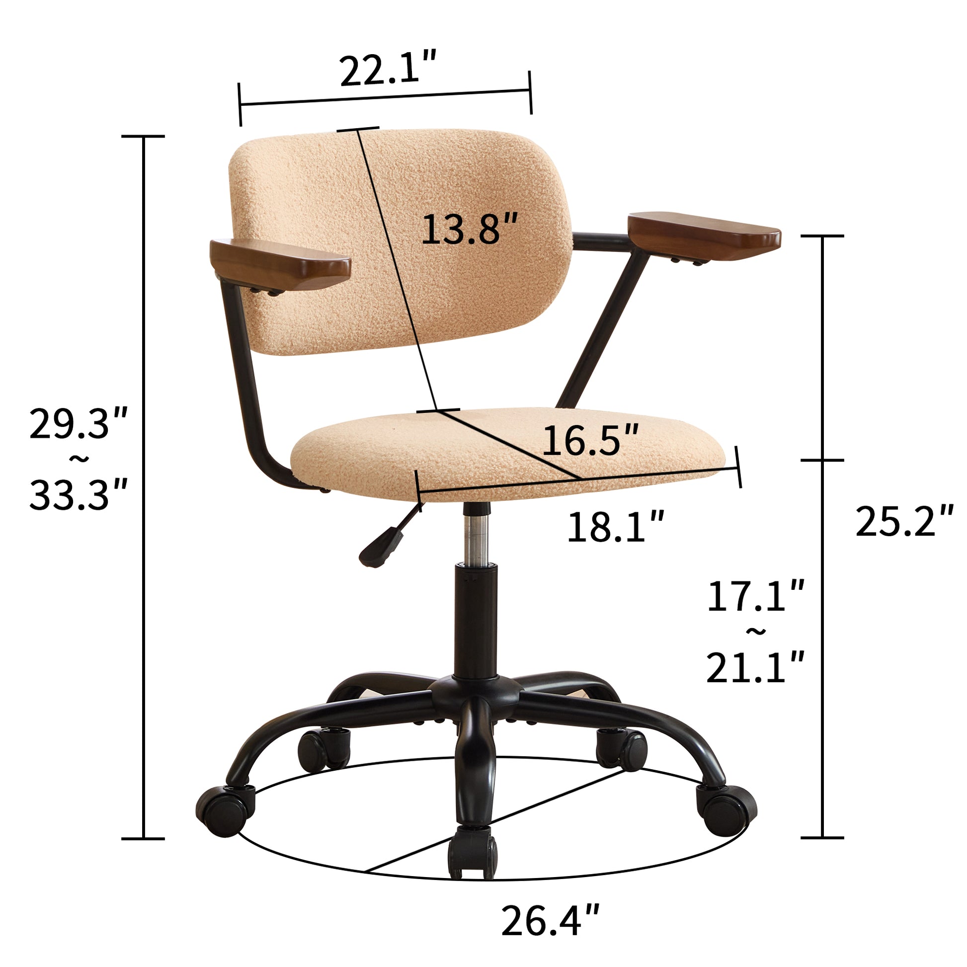 Sty 360 Rotating Wheel Height Adjustable Computer Chair, Simple Leisure Chair With Backrest Support Armrests For Home Office Desks And Chairs, Suitable For Dressing Rooms, Offices, And Living Rooms