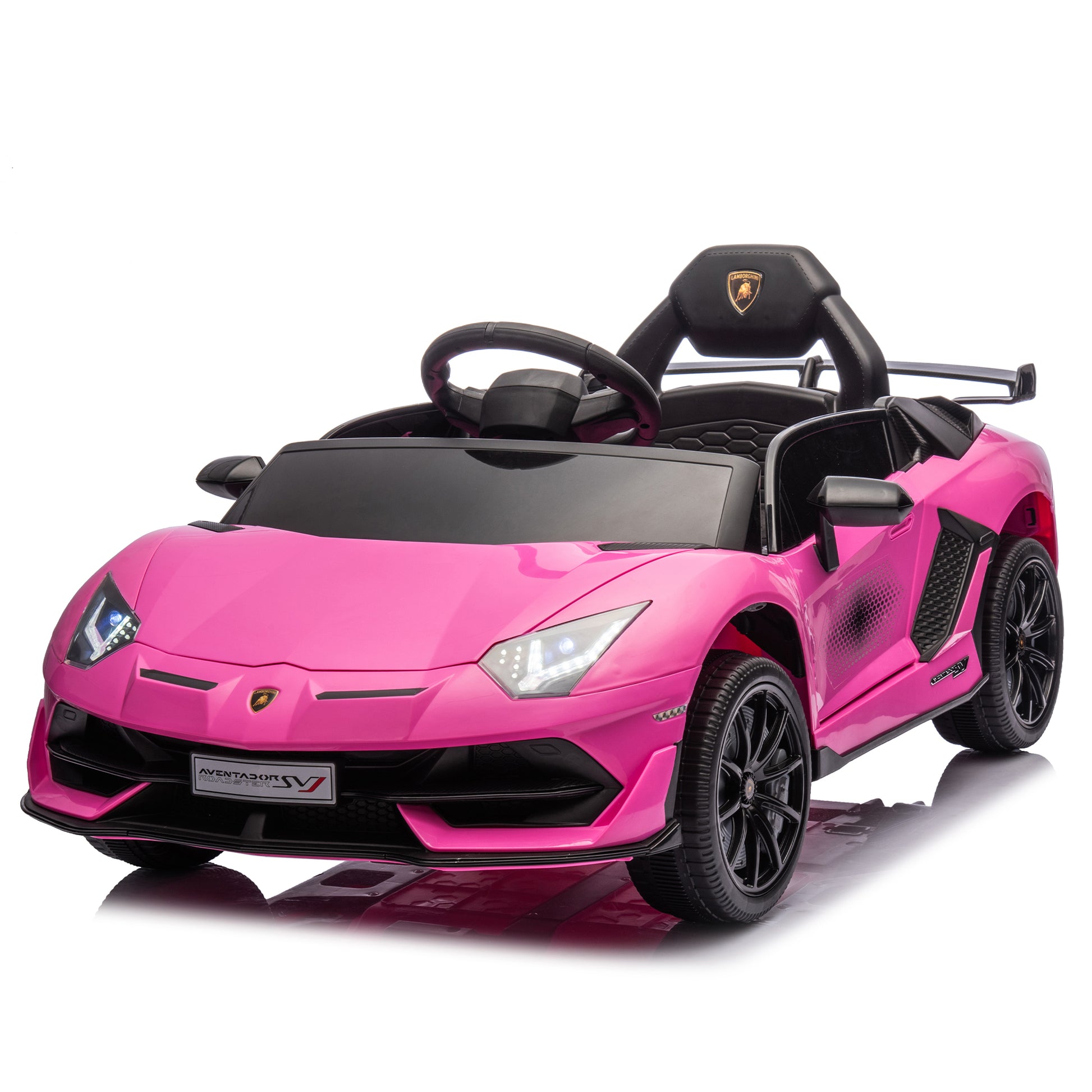 12V Kids Ride On Car W Parents Remote Control,Licensed Lamborghini Aventador Xago,Hydraulic Pressure Door,Slow Start,Early Education,Bluetooth,Adjustable Volume,Mp3,Usb,Led Lights For Kids Aged 3 8. Pink 50 99 Lbs Polypropylene