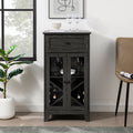 Classic Glass Door Bar Cabinet With Bottle Storage Graphite Gray Mdf Mdf