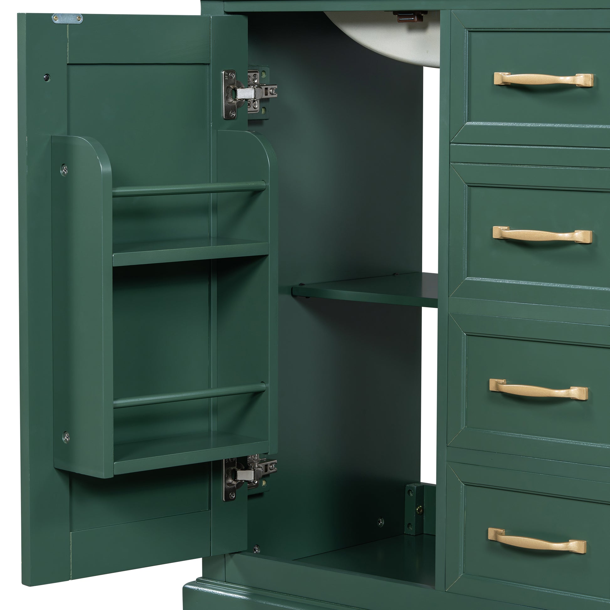 30" Bathroom Vanity With Sink, One Package, Green Bathroom Cabinet With Drawers, Solid Frame And Mdf Board Green Solid Wood Mdf
