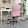 Vinsetto Home Office Chair, Velvet Computer Chair, Button Tufted Desk Chair With Swivel Wheels, Adjustable Height, And Tilt Function, Pink Pink Polyester