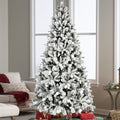 8Ft Pe Pvc Floceked Christmas Tree With Easy Power & Memory Wire Technology, 470 Dual Color Leds With 10 Function, G45 Bulbs, And 1793 Tipsinnovative Holiday Experience Green,White Polyethylene