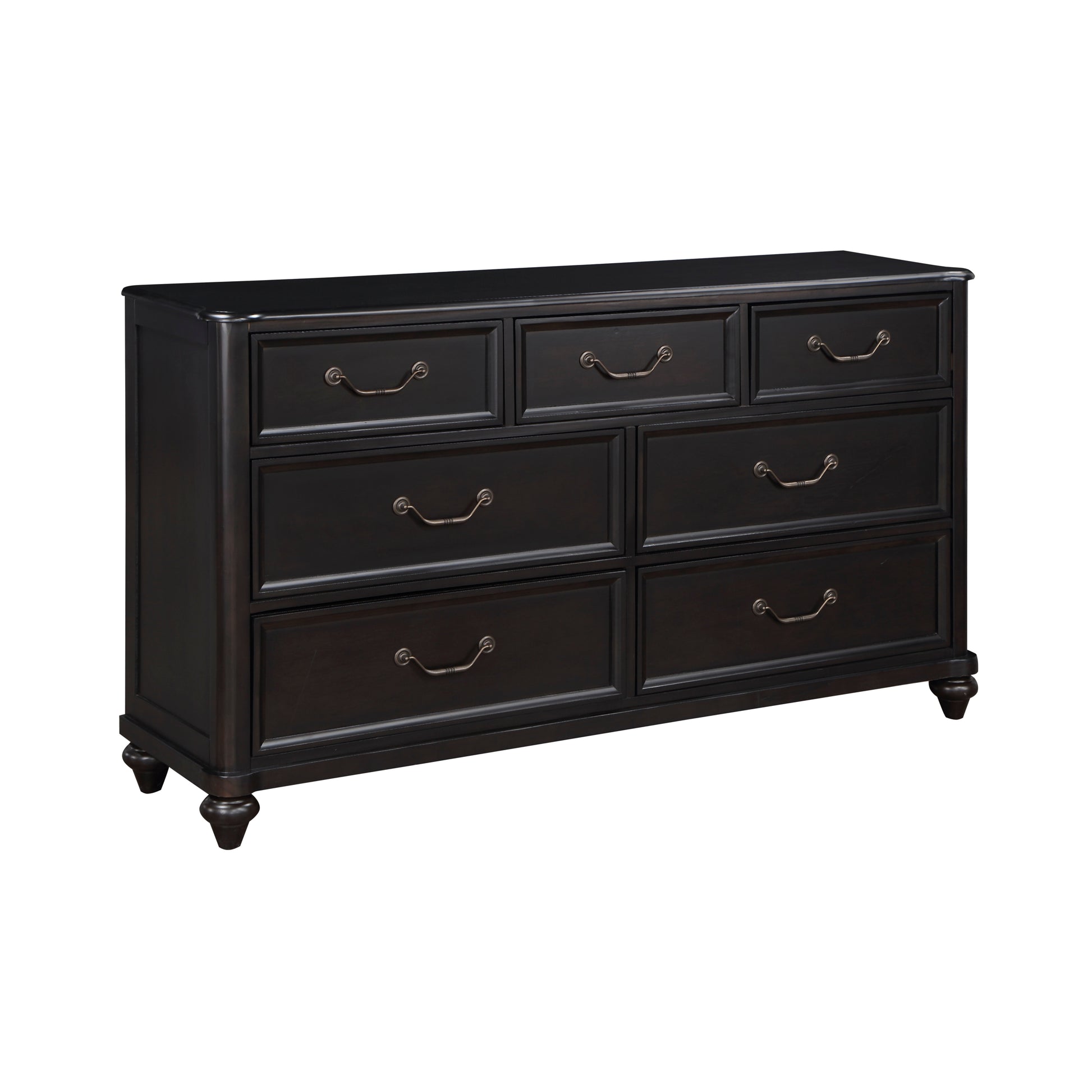 Charcoal Brown Finish Traditional Bedroom Furniture 1Pc Dresser Of 7 Drawers Antique Handles Classic Design Brown Mix Classic,Traditional Wood