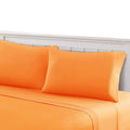 Bezons 3 Piece Twin Size Plain Sheet Set The Urban Port, Orange Orange Microfiber