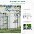 Outsunny Outdoor Walk In Mini Greenhouse With Mesh Door & Windows, Small Portable Garden Green House With 3 Tiers 6 Shelves, Trellis, & Plant Labels Clear Plastic