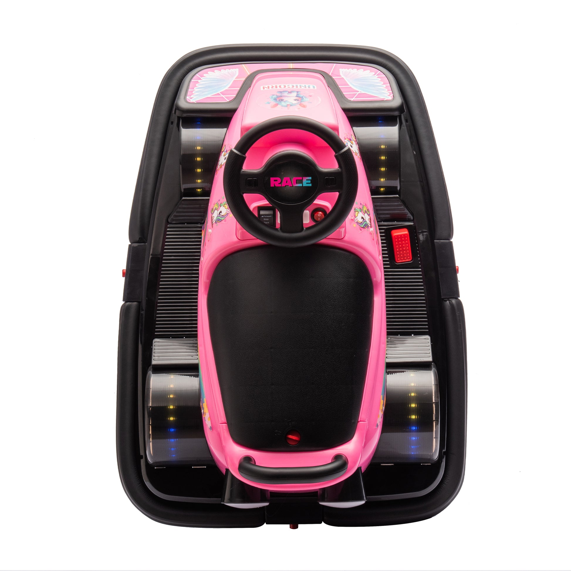 12V Kids Ride On Motor Bumper Car,Integrating System,Rotate 360 Degrees In Place,Collision Triggers Sound Effects And Lights,Four Wheel Waterfall Light,Cute Appearance Design For Kids Aged 3 5. Pink