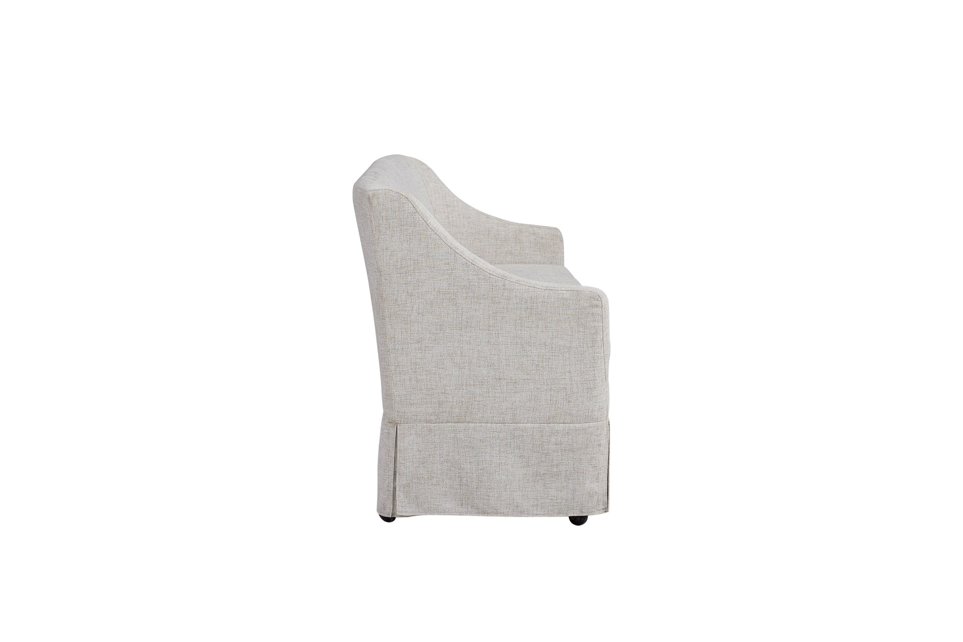 Slip Covered Settee With Casters Beige Upholstered