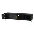 Modern Tv Stand For Up To 70 Inch Tv, Entertainment Center Tv Media Console Table, With 3 Shelves And 2 Cabinets, Tv Console Cabinet Furniture For Living Room Old Sku: Wf314645Aab Black 60 69 Inches Mdf