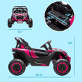 Qaba 24V 7Ah Ride On Utv, 2 Seater 4Mph Kids Electric Car Ride On Battery Powered Toy With 4 Shock Absorbers, Music Horn And Led Lights, For Toddlers 3 8 Years, Pink Pink Plastic