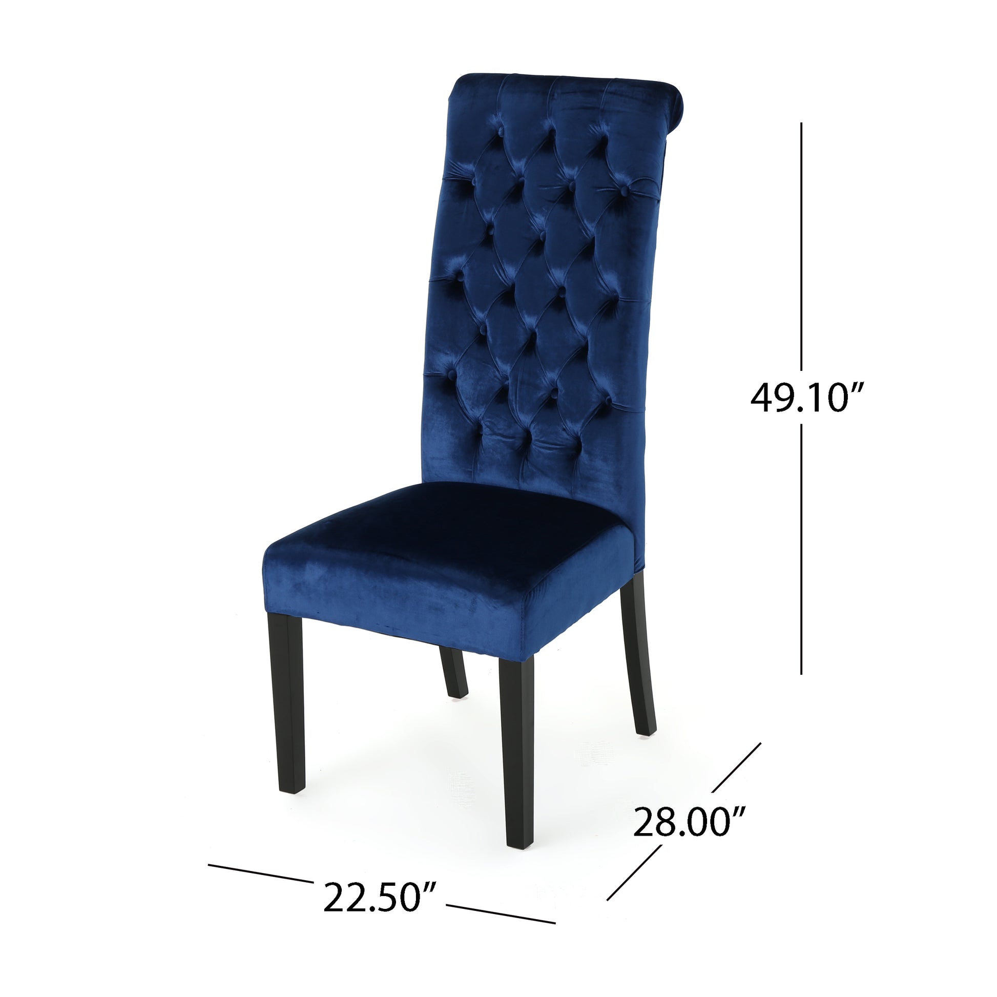 George Hi Back Kd Dining Chair Navy Blue Velvet