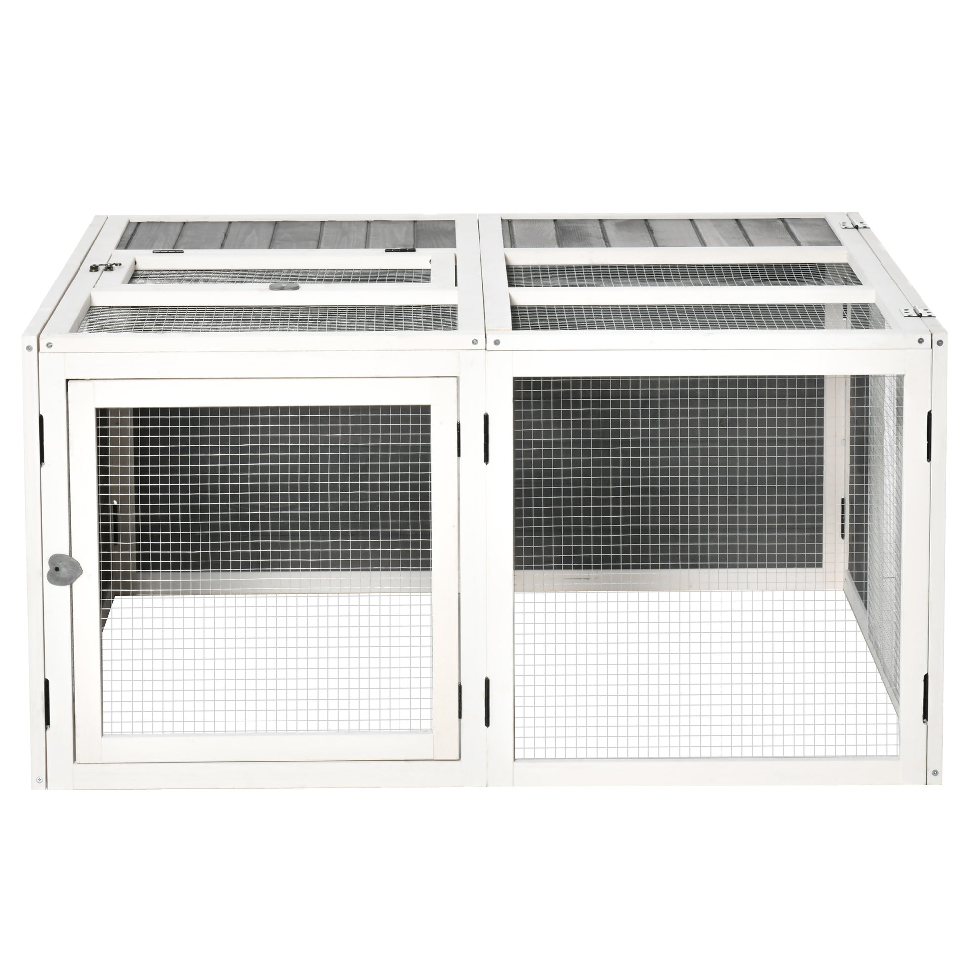 Pawhut Rabbit Hutch, Wooden Outdoor Bunny Cage With An Openable Foldable Top, Door, Guinea Pig Hutch For Backyard, Garden, Fits 1 4 Rabbits, Gray Gray Wood