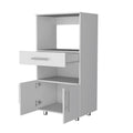 Corsica Pantry Cabinet Microwave Stand, Multi Function With Drawer White White Kitchen Rectangular Particle Board Engineered Wood