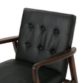 Club Chair, Mid Century Modern Faux Leather Club Chair With Wood Frame Black Pu