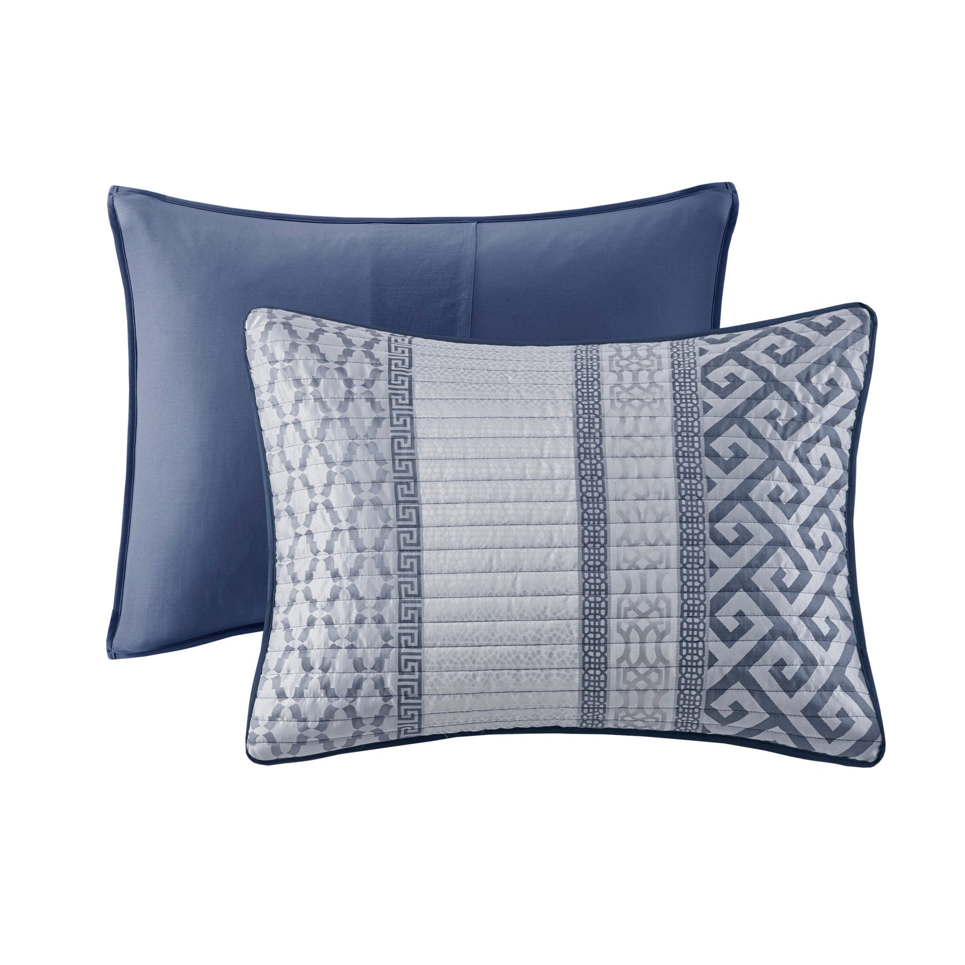 4 Piece Jacquard Quilt Set With Throw Pillow Navy Full Queen Full Navy Polyester