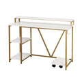 Techni Mobili Industrial Writing Desk, Gold Gold Computer Desk Office Modern Rectangular Rectangular Engineered Wood