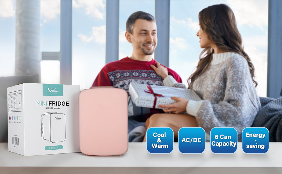Mini Fridge, 4L 6 Can Portable Cooler & Warmer Freon Free Small Refrigerator Provide Compact Storage For Skincare, Beverage, Food, Cosmetics, Pink Pink Polypropylene