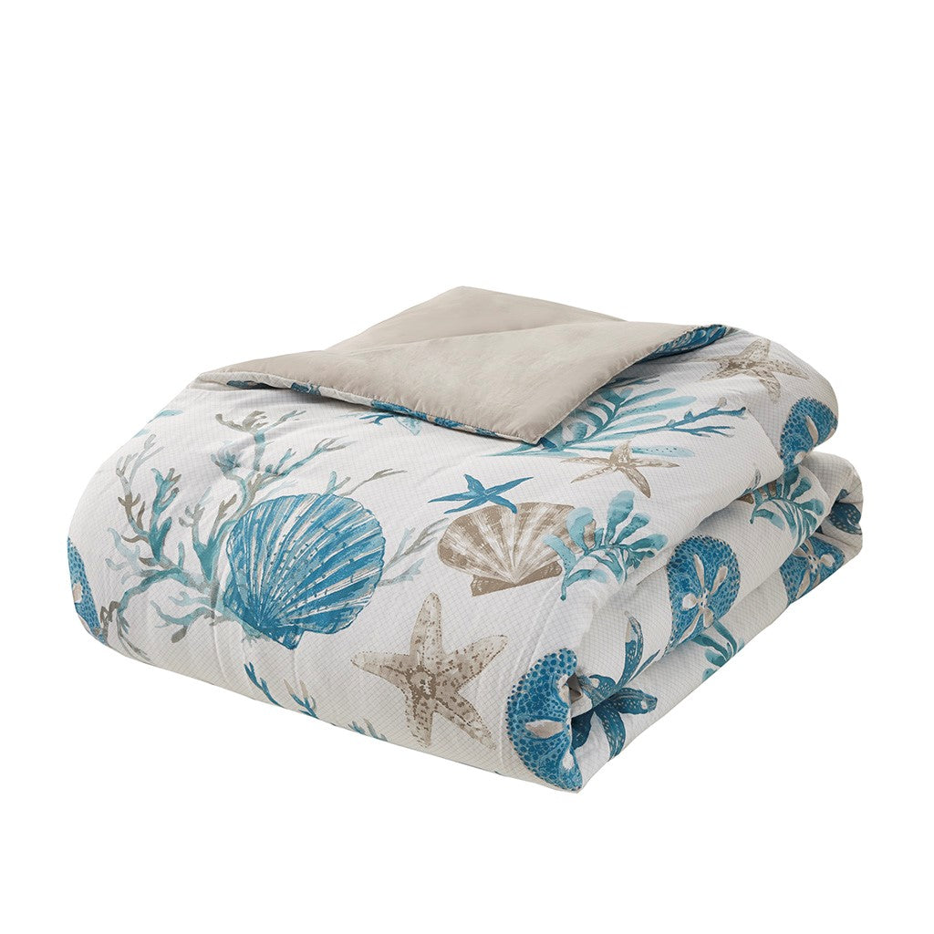7 Piece Cotton Sateen Comforter Set Aqua King King Aqua Cotton