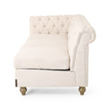 Mirod Comfy Large Sectional Sofa With Wooden Legs, Retro Style For Living Room Beige Fabric 6 Seat