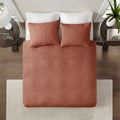 3 Piece Reversible Quilt Set Clay Red Full Queen Red Polyester