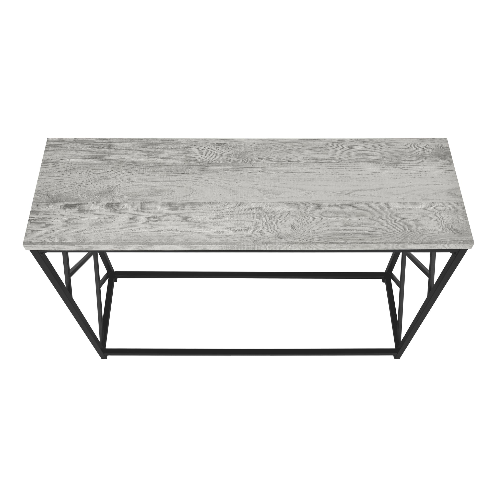 Accent Table, Console, Entryway, Narrow, Sofa, Living Room, Bedroom, Grey Laminate, Black Metal, Contemporary, Modern Grey Metal