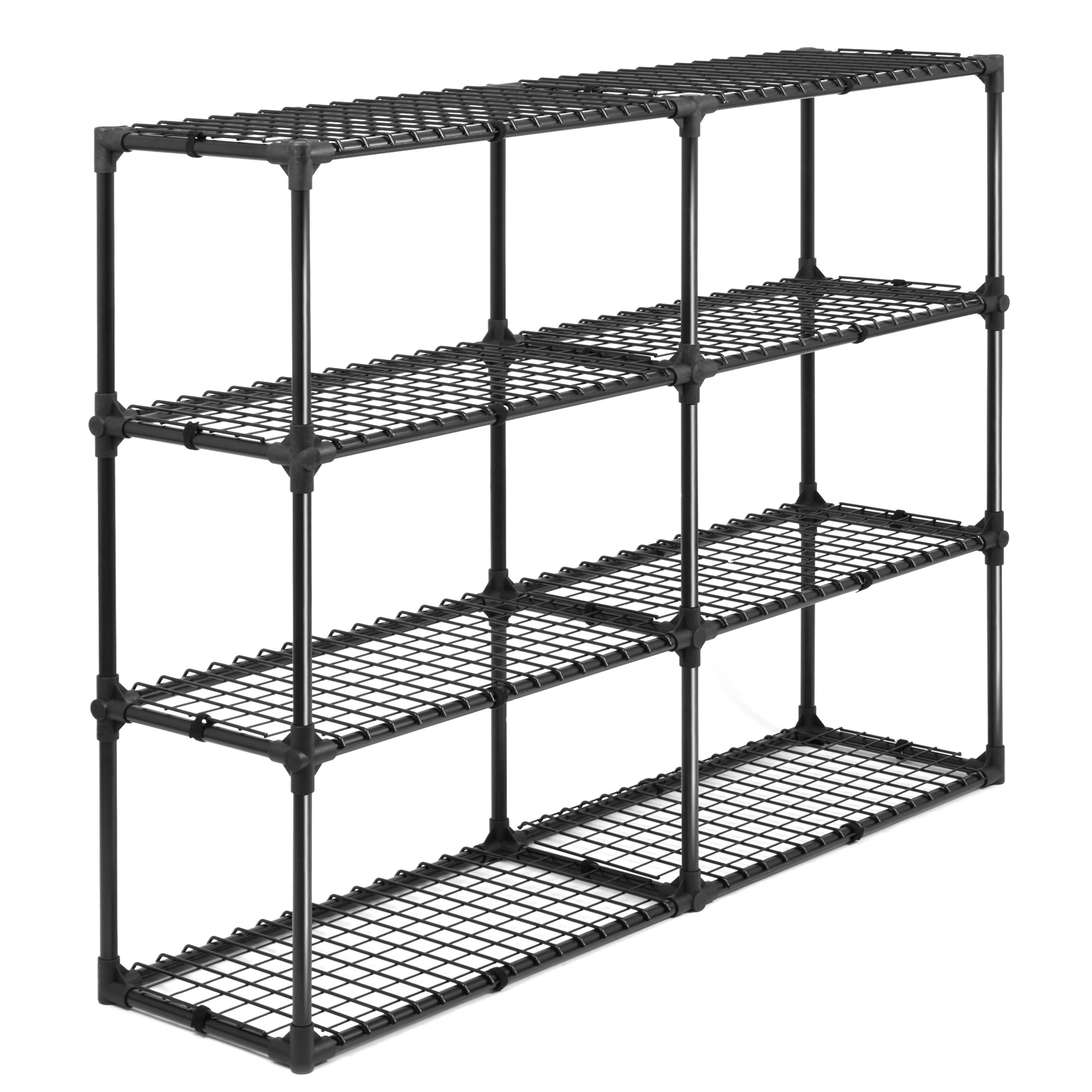 4 Shelf Wire Rack With Cover 2Pack Black Steel