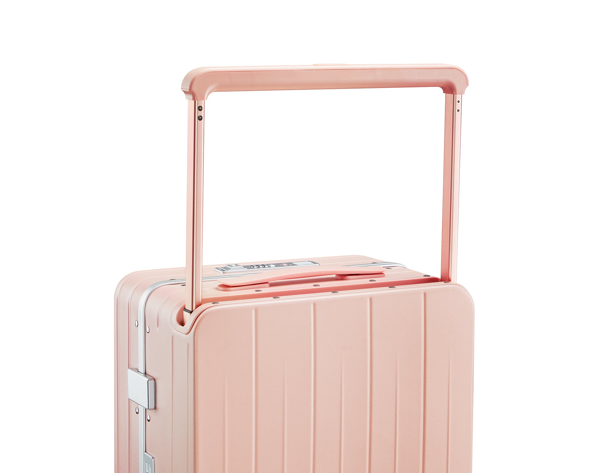 Aluminum Frame 20 Inch With Front Open Carry On Luggage, Pc Hard Shell Suitcase, Bounce Wide Handle Pull Rod Luggage With 360 Double Wheels, Built In Tsa Lock, Airline Approved Suitcase For Business Pink Pc