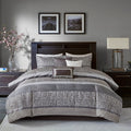 7 Piece Jacquard Comforter Set Grey Taupe Cal King California King Grey Taupe Polyester
