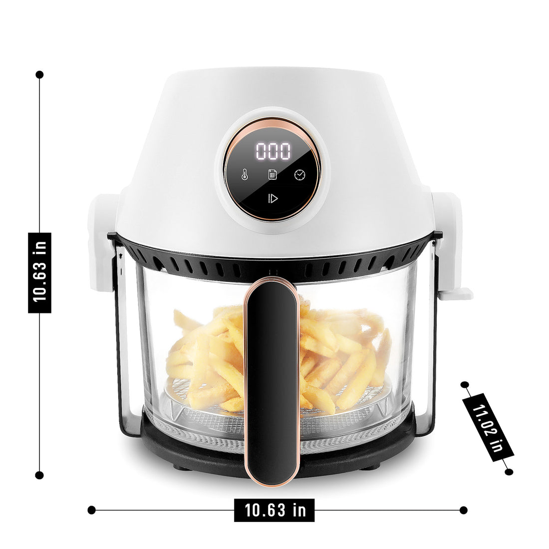 Air Fryer, Large 5 Quart Capacity, Air Fry, Roast, Broil, Bake, Reheat, Keep Warm, Pizza, Dehydrate White Aluminum,Plastic,Stainless Steel
