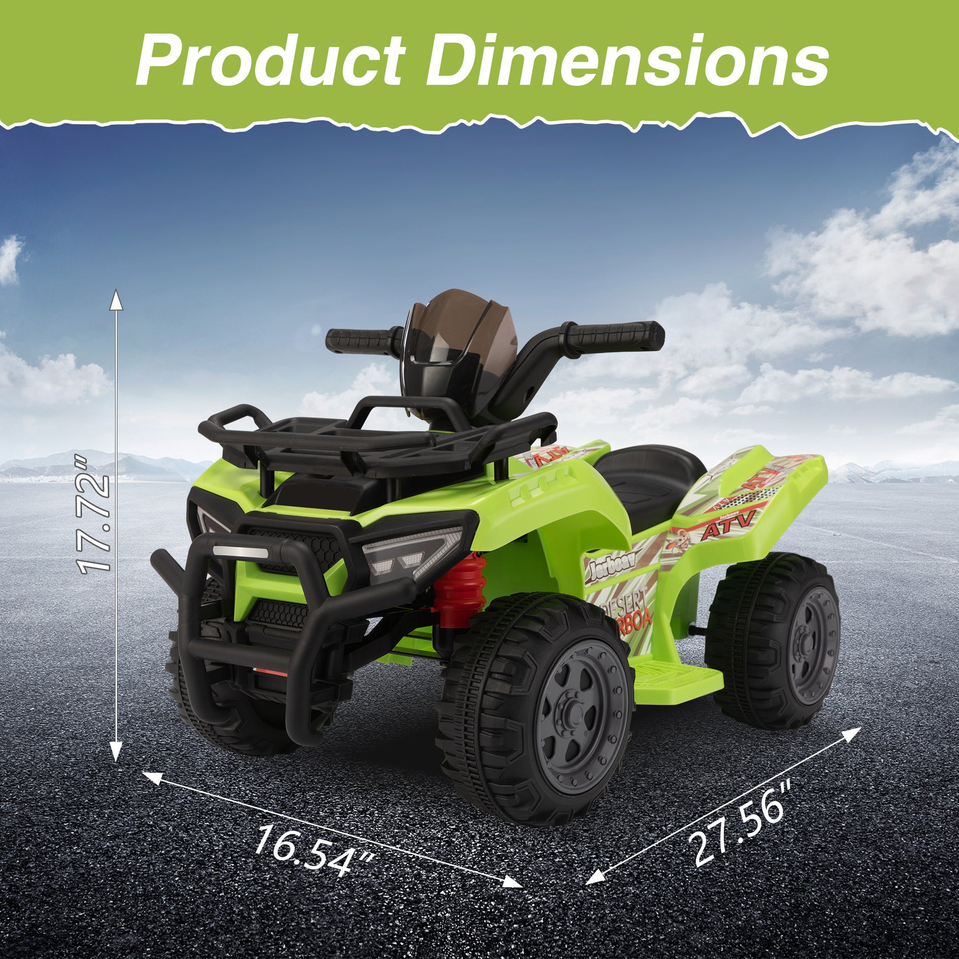 6V Kids Ride On Atv Car, Powered 4 Wheeler Quad W Music Horn Usb Mp3, 1.9 Mph Max Speed, Electric Vehicle Toy For Children 18 48 Months, Green Green Polypropylene