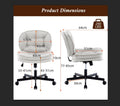 Armless Office Desk Chair With Wheels: Pu Leather Cross Legged Wide Chair,Comfortable Adjustable Swivel Computer Task Chairs For Home,Office,Make Up,Small Space,Bed Room Green Antique Fiber Foam And Polyester Fiber Pad Pvc