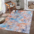 6X9 Area Rugs, Washable Rug, Low Pile, Non Slip, Non Shedding, Foldable, Kid & Pet Friendly Area Rugs For Living Room, Bedroom, Kitchen, Dining Room Rug Perfect Gifts, Multi, 6' X 9' Multi Chenille Polyester