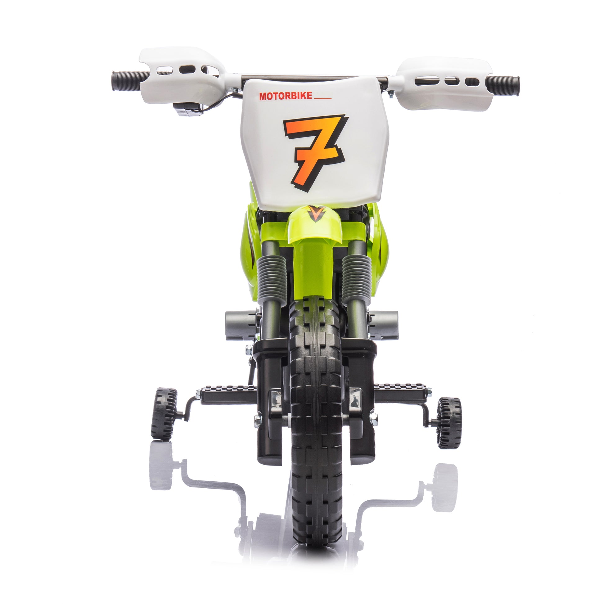 12V Kids Ride On Electric Toy Motorcycle,Rear Suspension,Twist Grip Throttle,Slow Start,Removable Training Wheels,Indie Music Box With Horn And Engine,Simulation Of Dirt Bike Modeling For Kids 3 8. Green 50 99 Lbs Polypropylene