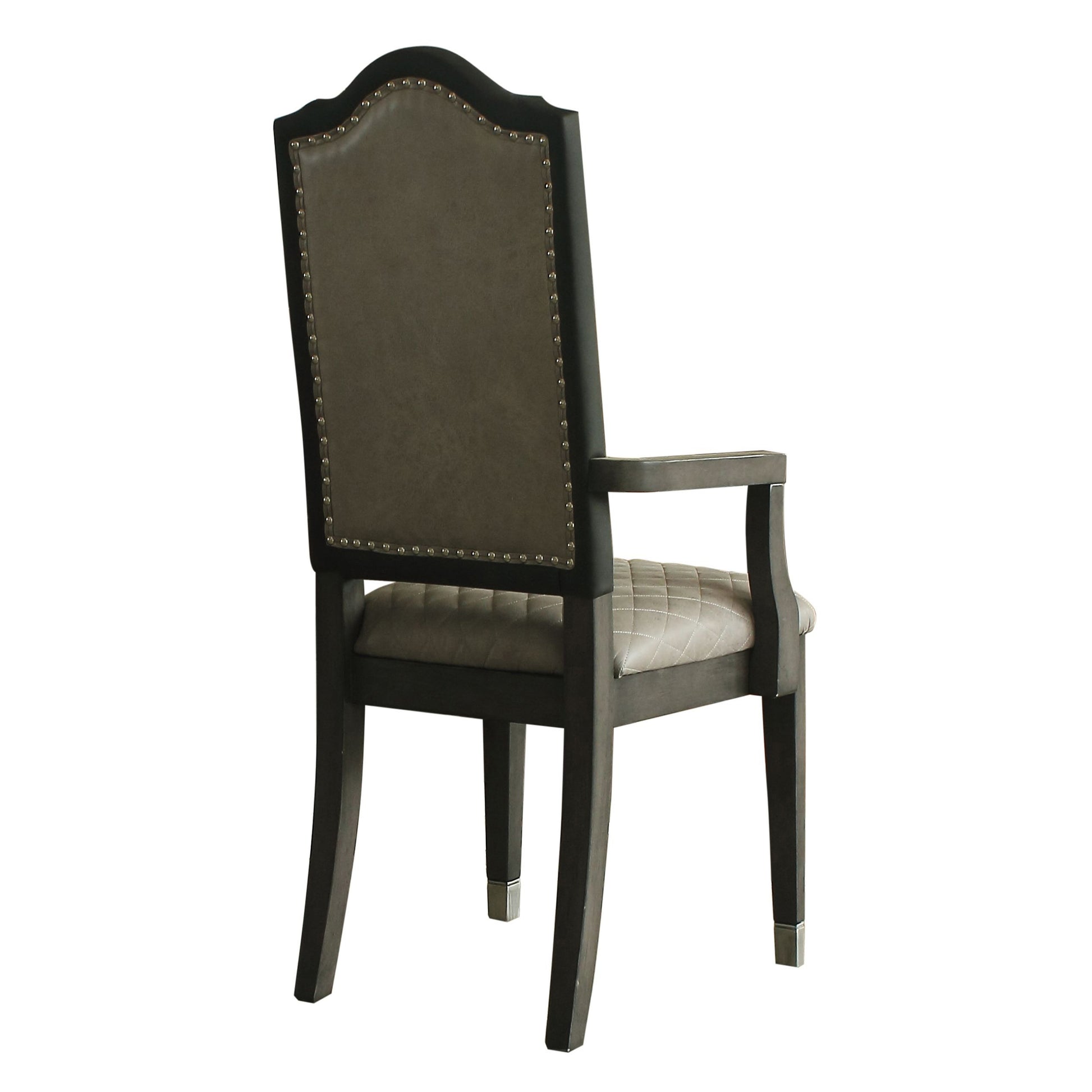 Two Tone Grey And Charcoal Upholstered Back Arm Chairs Set Of 2 Grey Black Primary Living Space Contemporary Rubberwood Set Of 2 Wood Fabric
