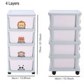 Drawer Storage Rack 4 Drawers 4 Layer, Flexible Mobility With Wheels,Wardrobe Storage Organization, Books, Toys, Miscellaneous Storage Rack Suitable For Study, Bedroom, Living Room, Dormitory, Etc White Blue Plastic