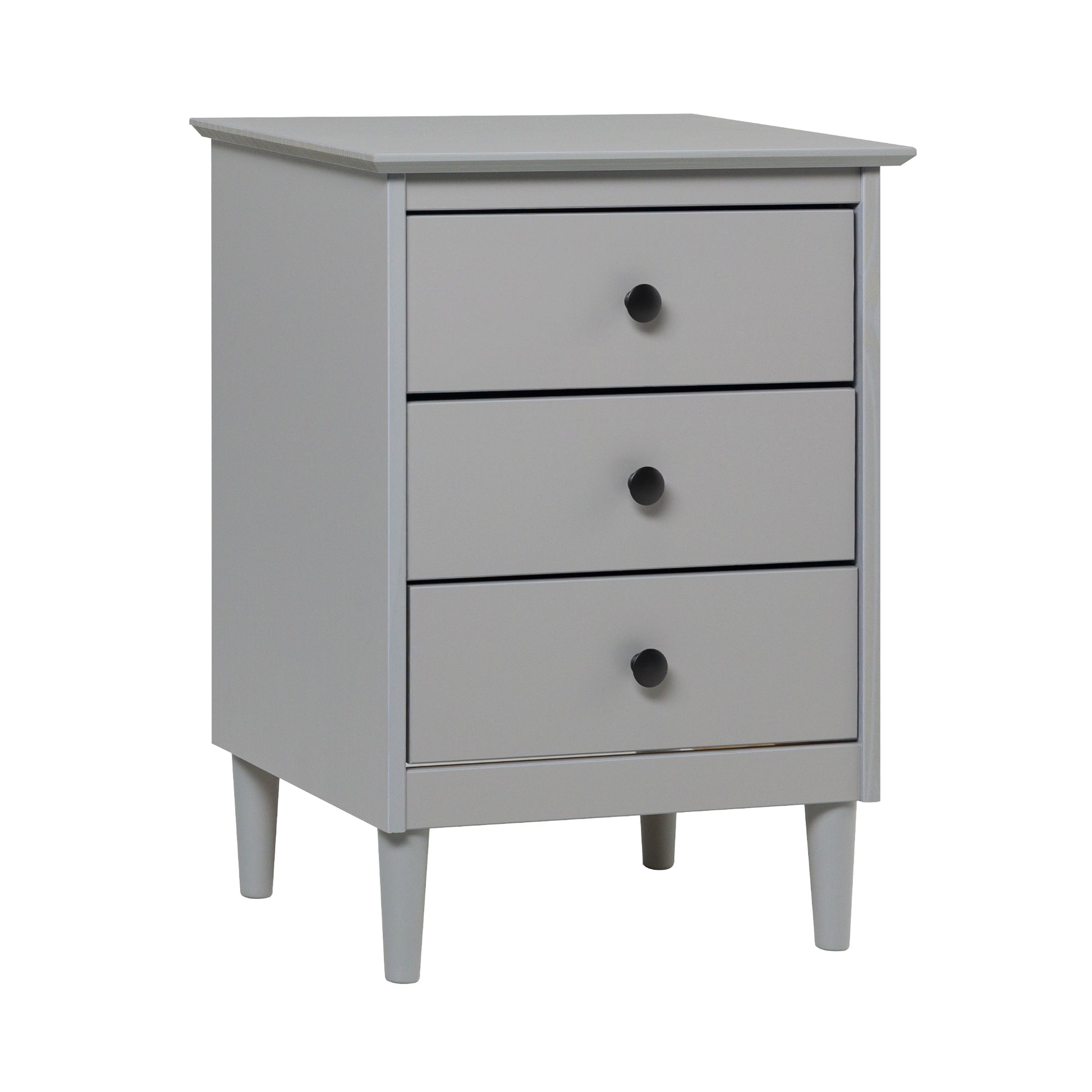 Classic Solid Wood 3 Drawer Nightstand Grey Gray Mdf Pine