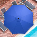 9Ft Outdoor Patio Umbrella With 8 Ribs, Table Umbrellas With Push Button Tilt Crank, Uv Protection Waterproof For Garden Deck Backyard Pool, Blue Blue Stainless Steel