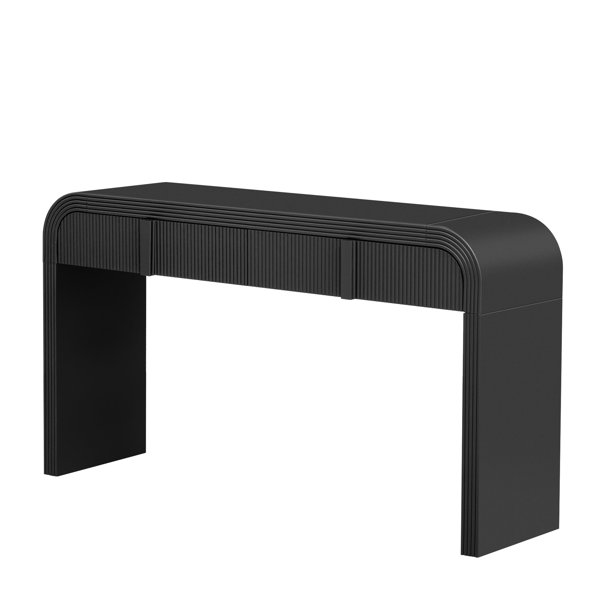 Unique Modern Rounded And Smooth Surface Console Table With 2 Drawers For Living Room And Entryway Black Black Primary Living Space Drawers Glossy Mdf