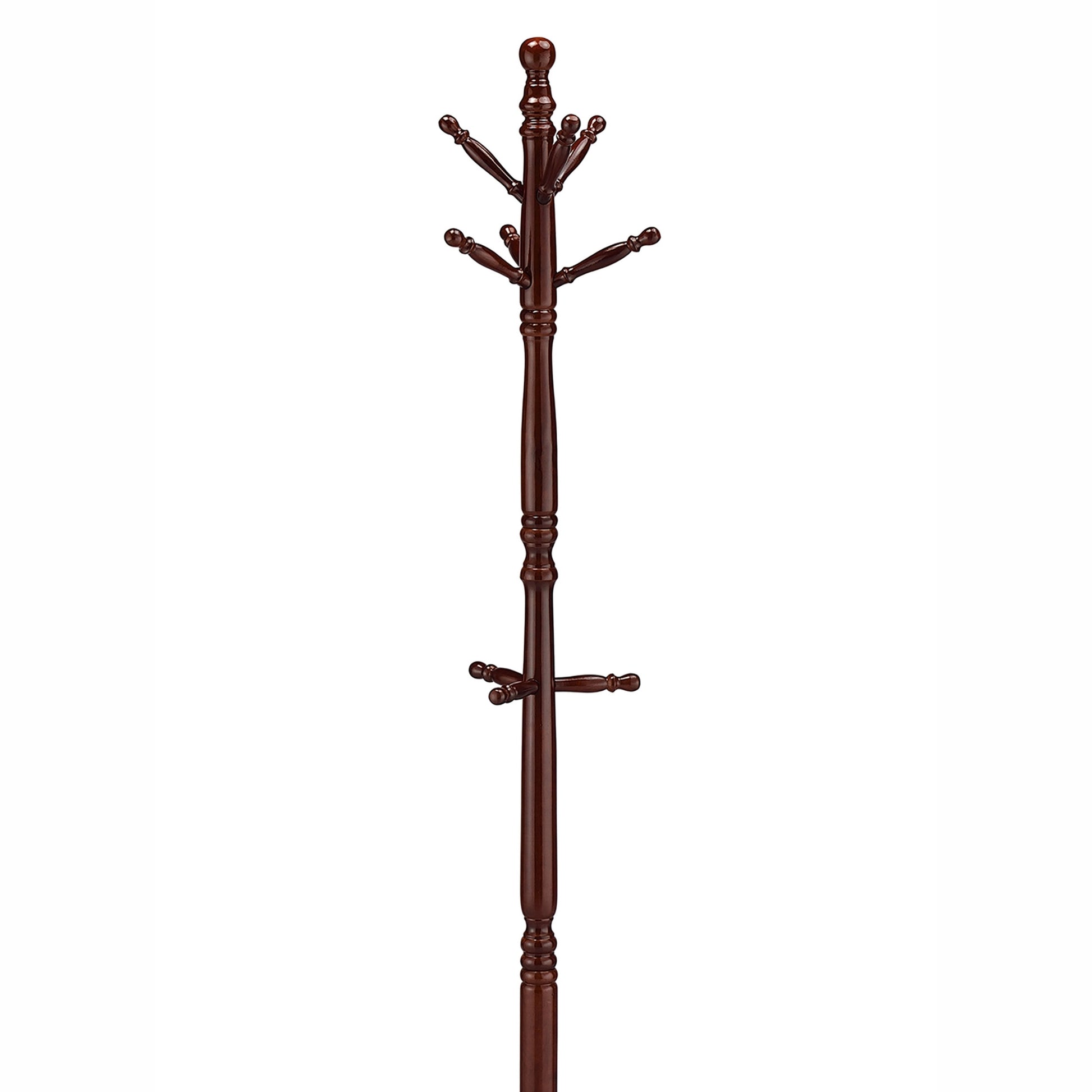 71.5" Tall Wooden Standing Coat Rack "Swivel" With Cherry Finish Cherry Wood