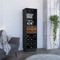 Classic Bar Cabinet, Two Drawers, Twelve Built In Wine Rack Black Walnut Multicolor Particle Board Particle Board