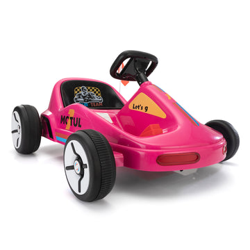 12V Kids Ride On Go Kart, Electric 4 Wheeler Car With Remote Control, Cushioned Seat, Led Lights, Mp3 Music, Bluetooth, Pedal Control, Battery Powered Vehicle For 3 8 Years Old, Rose Red Rose Red Polypropylene