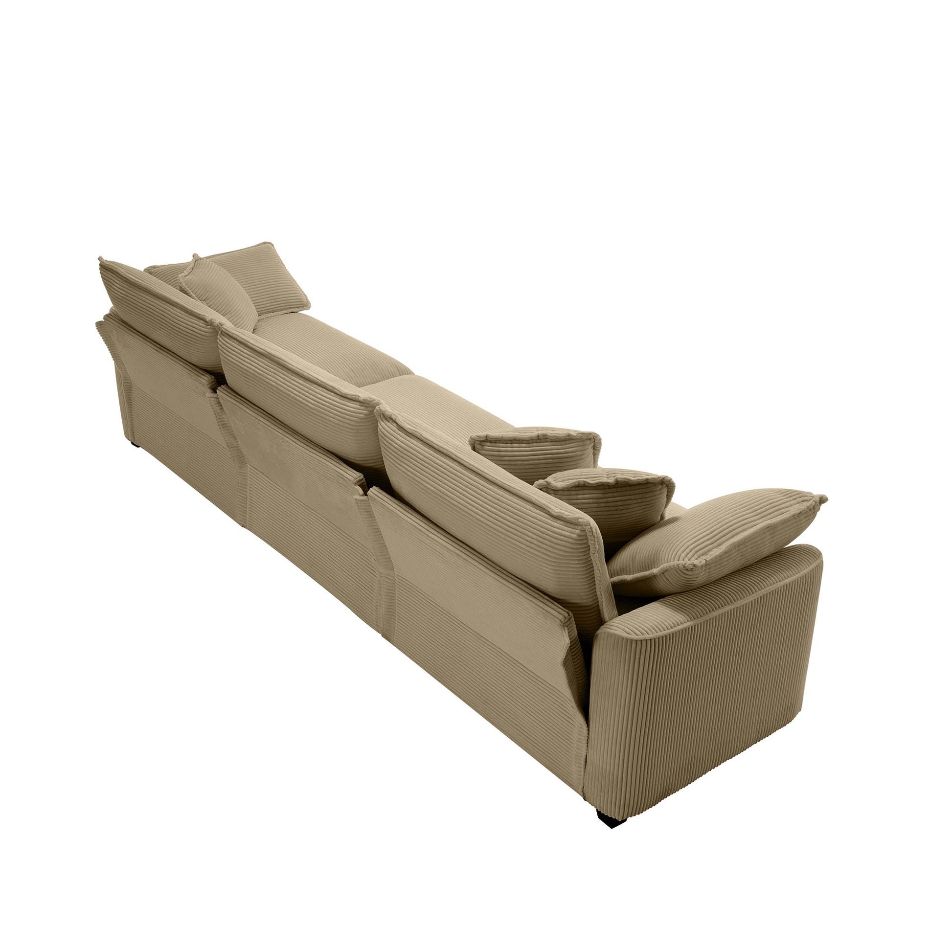 Modern Fabric Living Room Sofa Two Piece Set, Two 2 Seater Sofas With 8 Cushion Upholstery Large Deep Seat Recliner, Tan Corduroy Fabric Tan Corduroy 5 Seat