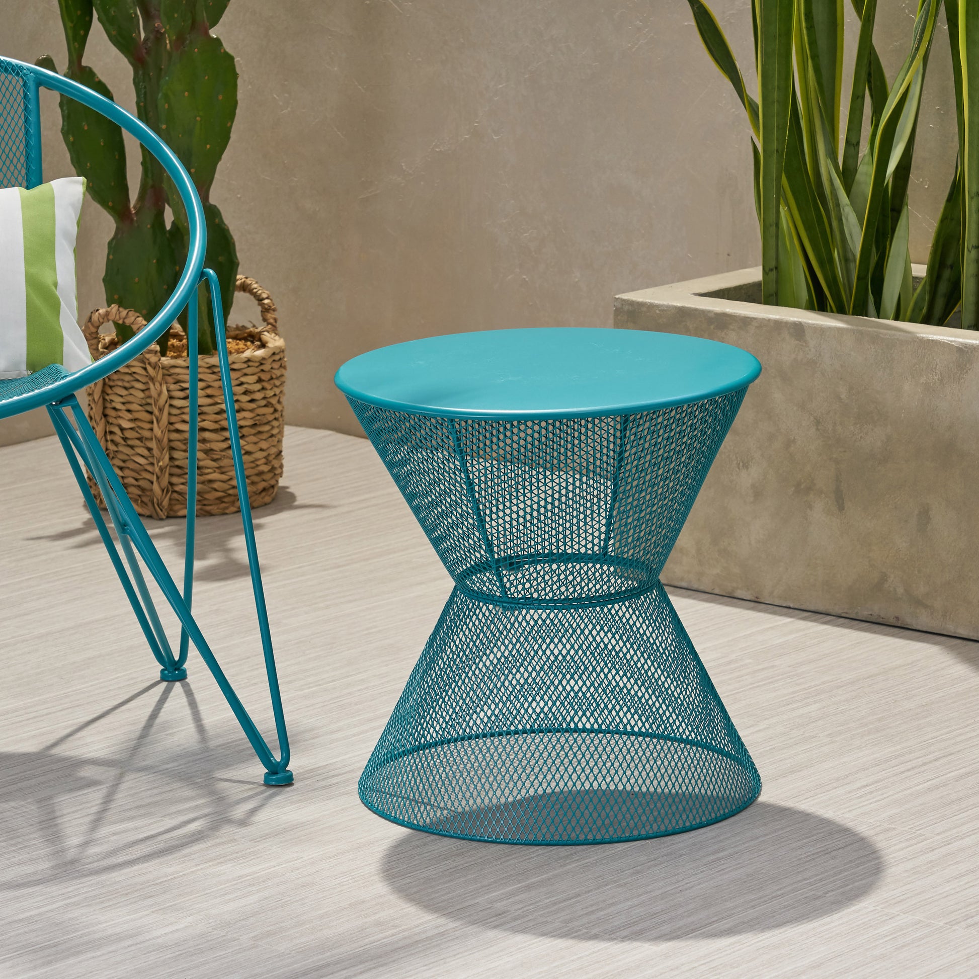 Nevada Side Table Teal Iron