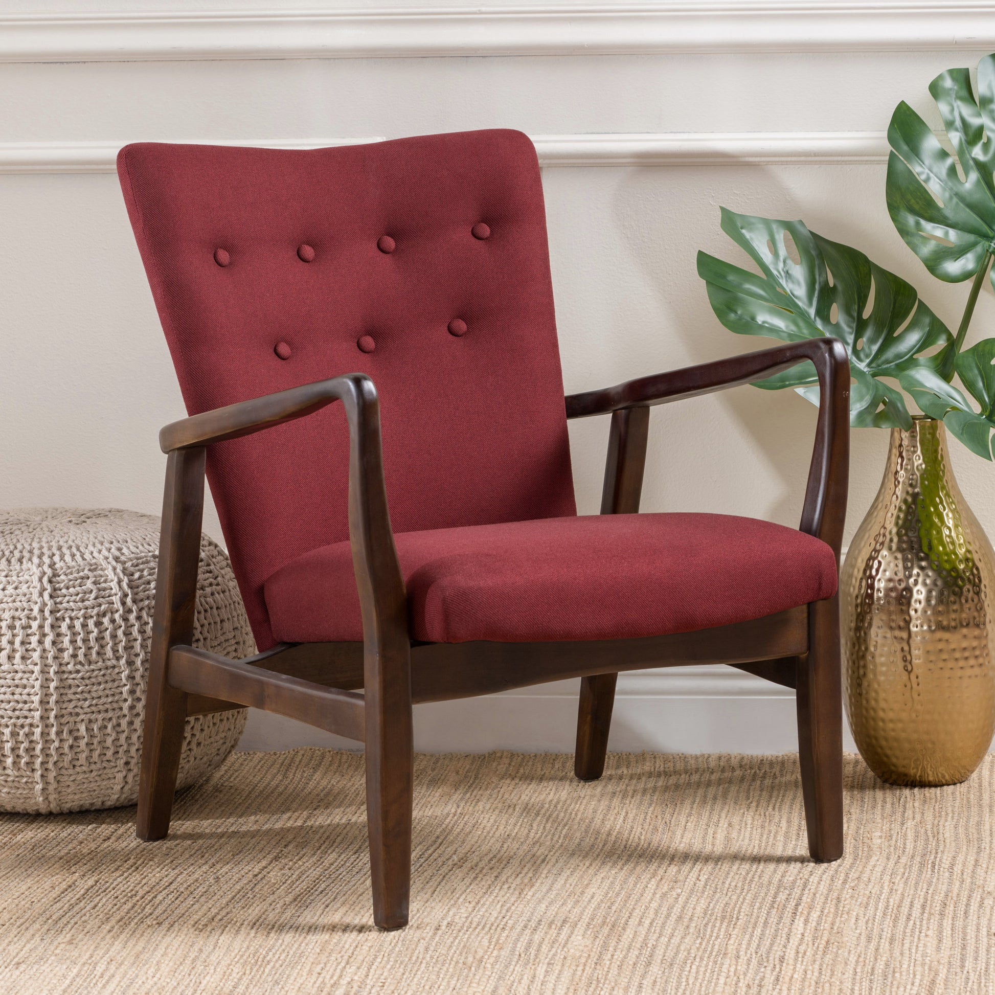 Arm Chair Brick Red Fabric