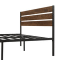 Full Size Bed Frame With Wood Headboard, Metal Frame With Strong Slats, Noise Free,No Box Spring Needed Brown. Full Brown Metal & Wood